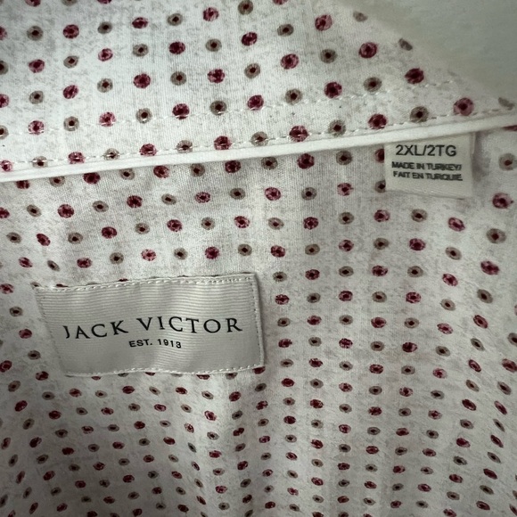 Jack Victor  Geometric Print Stretch Cotton Shirt in Pink - Picture 5 of 9